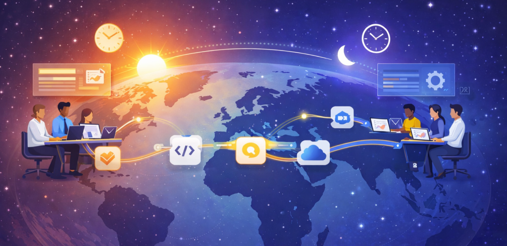 Hybrid offshore-inhouse and follow-the-sun delivery
